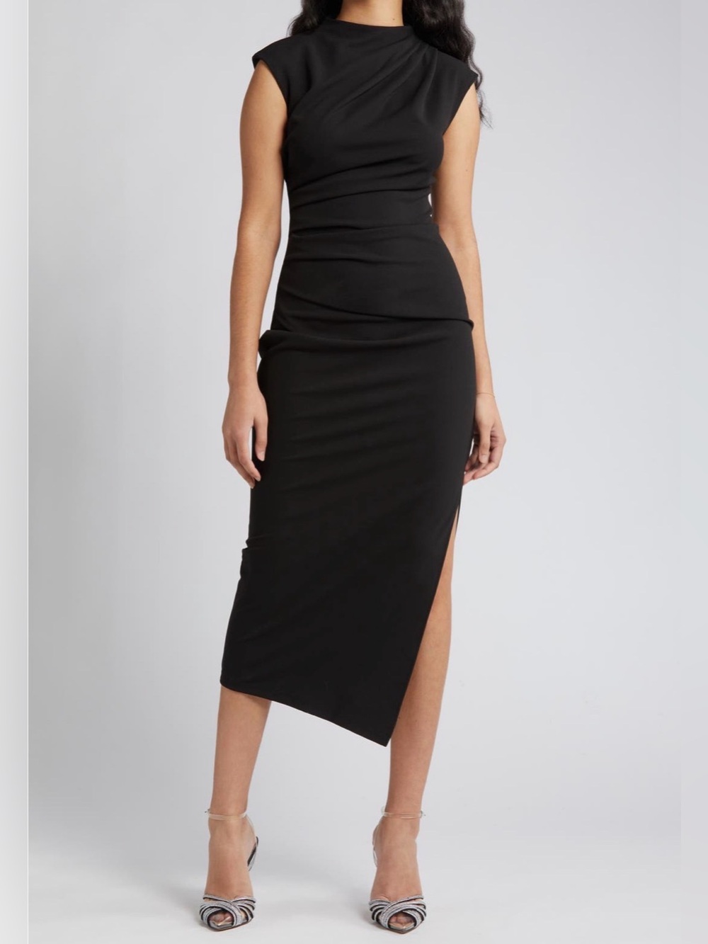 Classic Black Ruched Maxi Dress - Women's Evening Wear - Size M - NWT